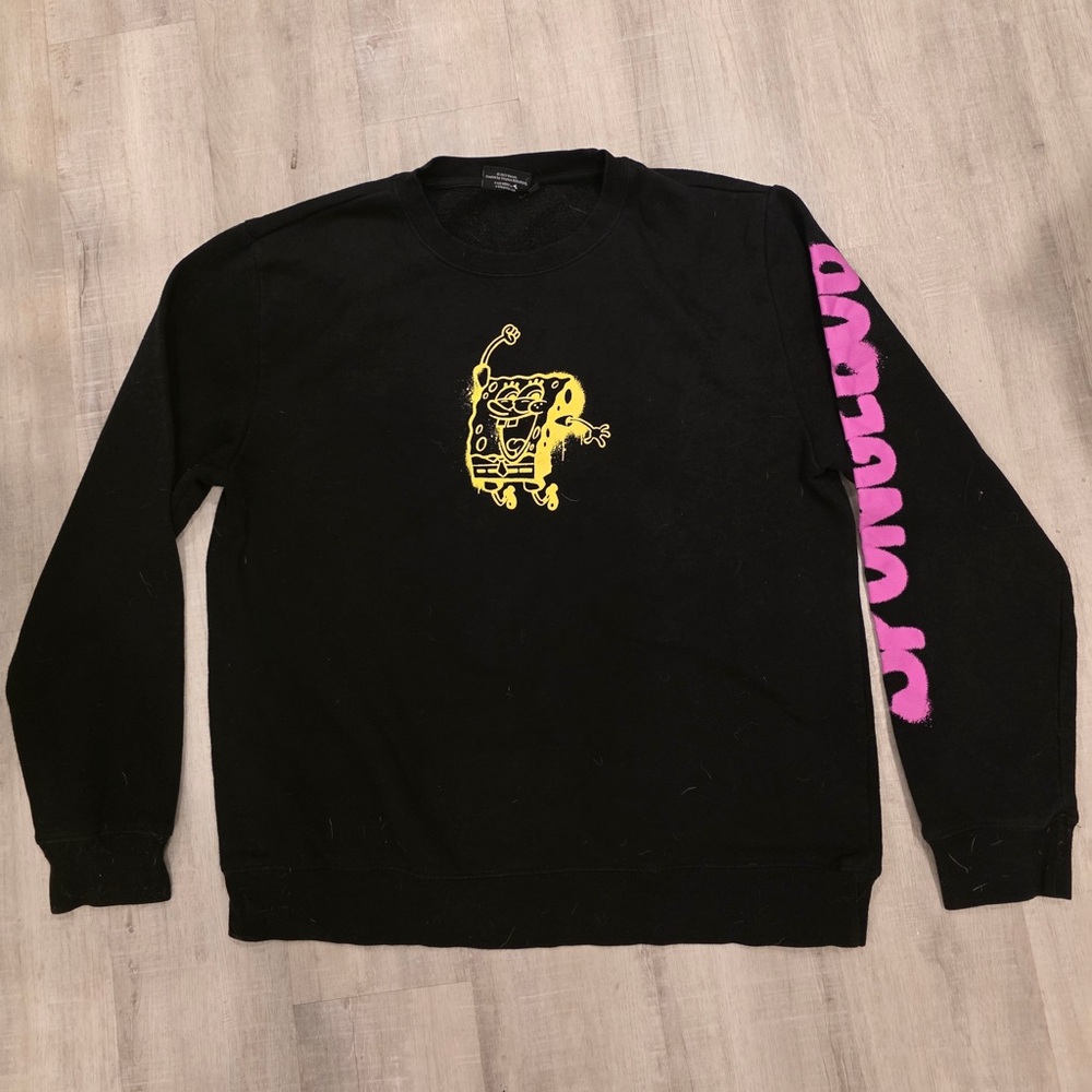Nickelodeon SpongeBob SquarePants Black Crewneck Sweatshirt Size L